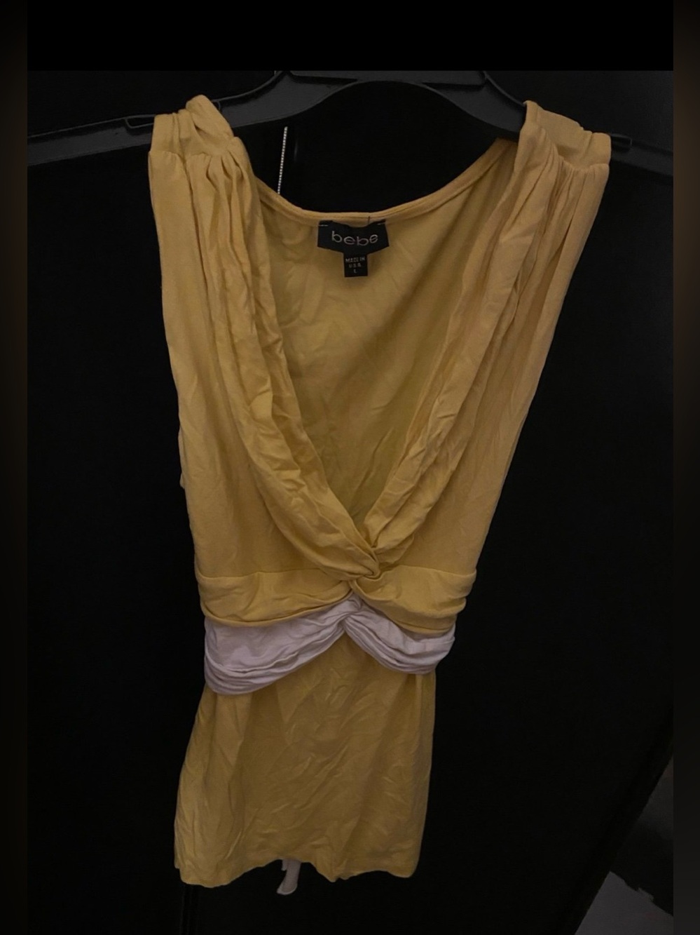 BEBE Size L Yellow & White Top 💎 SALE